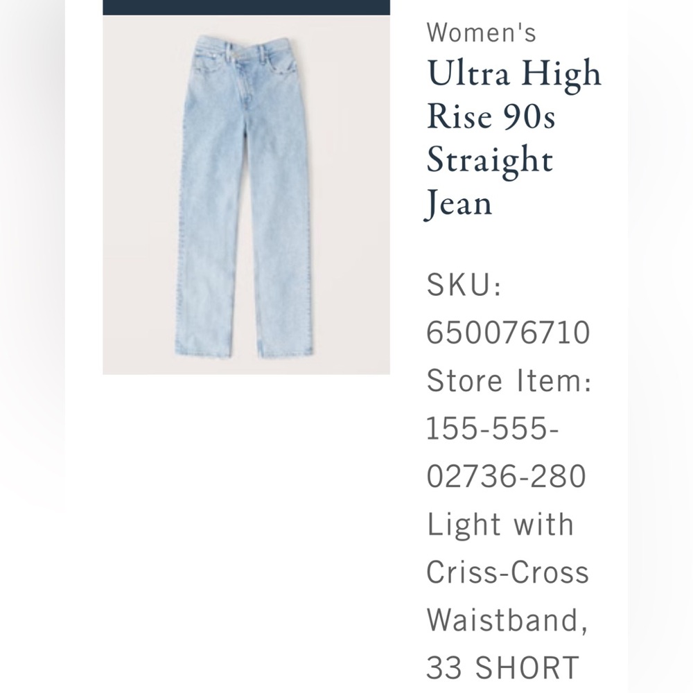 Abercrombie & Fitch Ultra High Rise 90s Straight Jean
